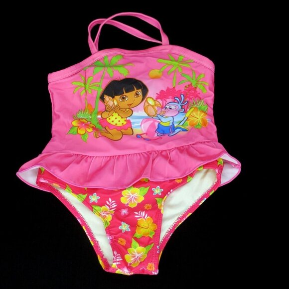 Vintage Y2K Dora The Explorer & Boots Swimsuit Bathing Suit Baby Infant 18 Mos - Picture 1 of 3